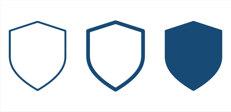 Set of Minimalist Shield Icons for Cybersecurity and Data Protection Design Projects