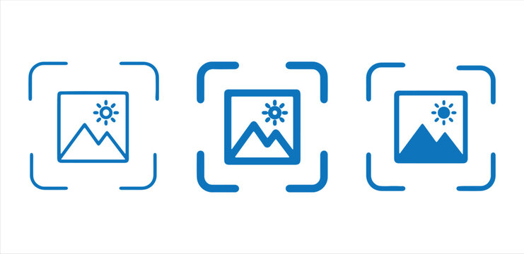 Image Placeholder Icons Set with Landscape and Sun Symbols for Modern Web UI Design