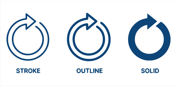 Refresh Arrow Icons Set in Stroke Outline and Solid Styles for Web and UI Design Projects