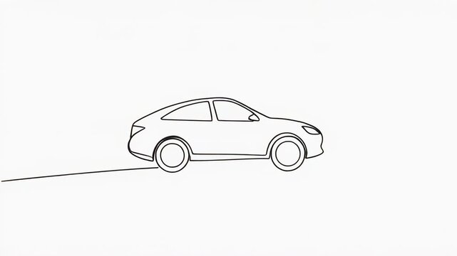Animated cartoon car driving on road sequence