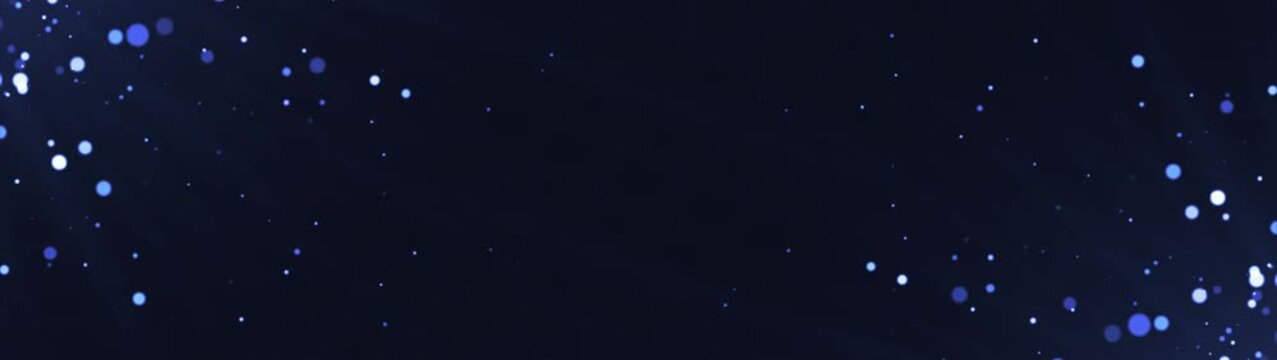 Glittering star blue motion background with shiny stars glitter, particles falling with light flare, 4K glitter stars particles background overlay for web cover animation