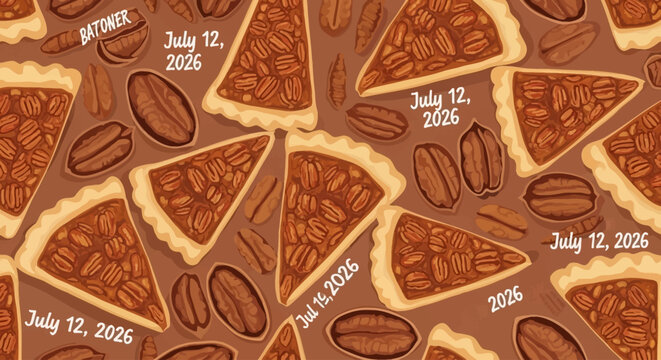 Vector pattern design of pecan pie slices and nuts