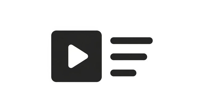 Minimalist vector graphic illustration of a video play list icon