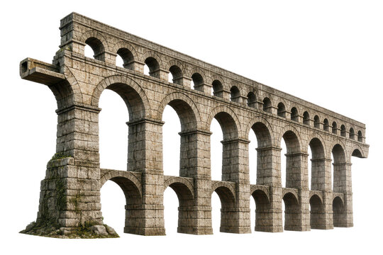Ancient stone aqueduct with multiple arch tiers