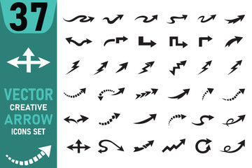 Obraz premium Set of black vector creative arrow icons on white background