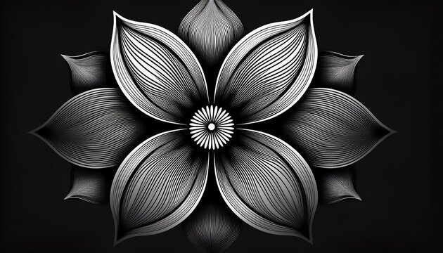 black and white stylized flower design
