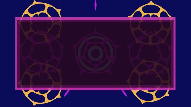Golden Geometric Frame with Purple Abstract Motion Background