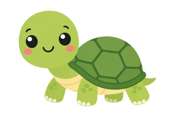 Naklejka premium Smiling Green Cartoon Turtle Illustration
