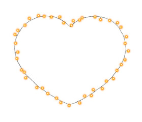 Fototapeta premium Glowing fairy lights arranged in shape of heart on transparent background, png