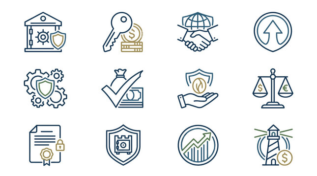 Modern banking trustmark logo featuring secure currency emblem and professional financial services design for reliability and credibility