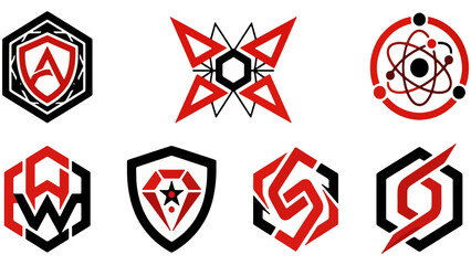 Abstract Hexagon Icon logo Collection for Esport Team and Tech Branding isolated on transparent background vector illustration  © Amin Gallery
