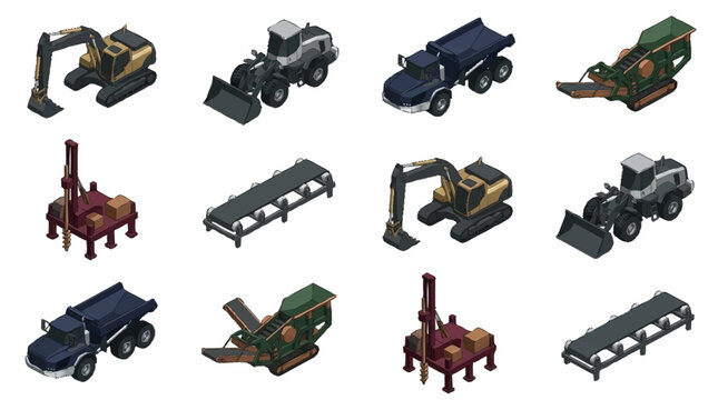 Collection of various construction vehicles and equipment.
