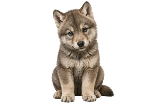 Curious wolf pup tilting head