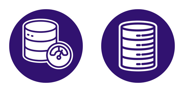 Database and file storage icons isolated on transparent background