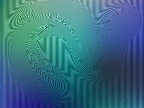 Abstract background, with flowing vertical, lines, gradient transition, from green to, blue, and a, central swirling wave, distortion pattern