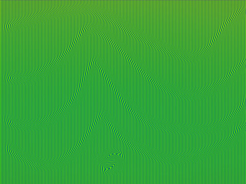 Green background, with vertical parallel, lines, creating a, wavy moire pattern, effect with distorted, rhythmic stripes and, fluid motion