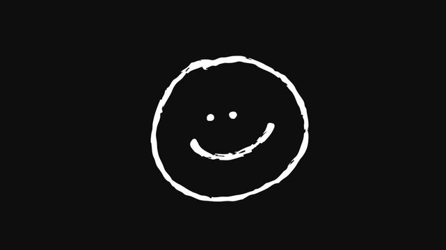 Grunge style textured smiley face loop animation, vector motion graphic