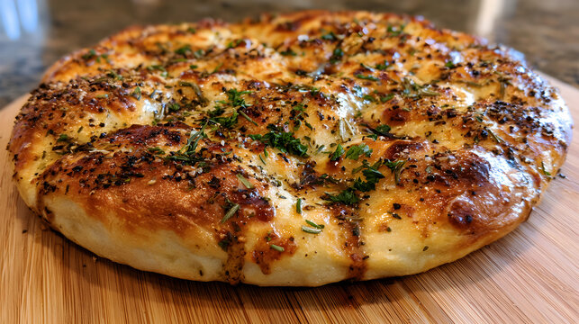 Buttery crust with herb flecks (rosemary, thyme, parsley) and cracked black pepper, tiny streaks of pan jus shining in the crevices