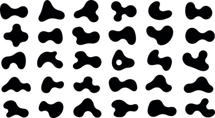 Fototapeta premium Set of black organic blob shapes isolated on white background