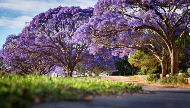 beautiful jacaranda tree with vibrant purple flowers blooming in the spring season
