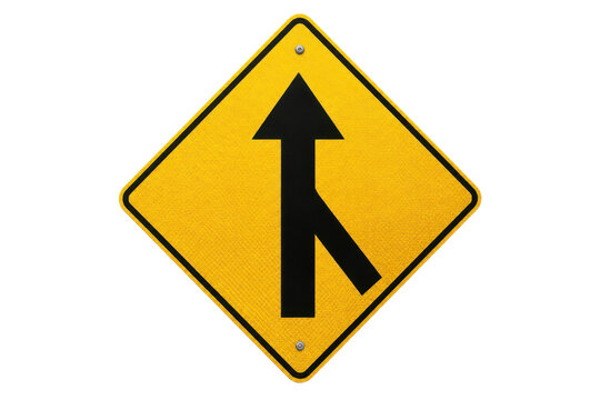 Merge lane warning road sign