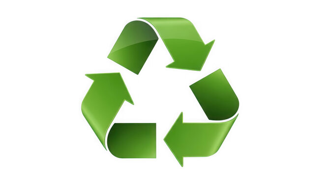 Green recycling symbol icon with recycling, environment, sustainability as PNG cutout