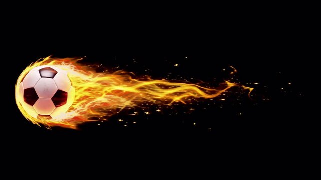 Fiery Spinning Soccer Ball VFX Overlay with Alpha Transparent Channel