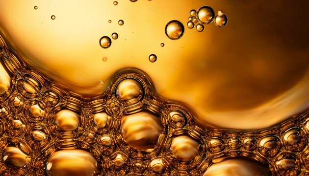 Bubbles In Liquid Close Up Macro Photography With Golden Tones