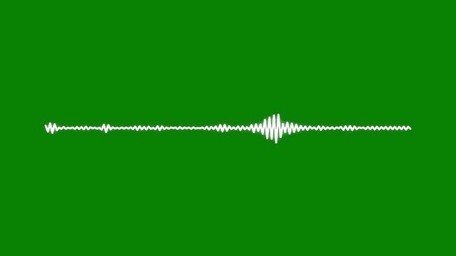 Simulated white audio spectrum bars fluctuate rhythmically on green 4k background, abstract digital equalizer lines loop seamlessly with a minimalist design, pro music visualizer 4k video.