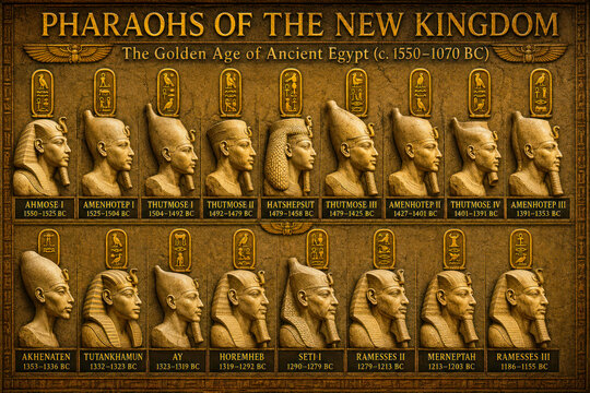 Pharaohs of the New Kingdom of Ancient Egypt Educational Historical Poster