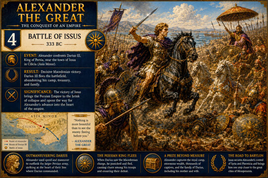 Battle of Issus 333 BC &ndash; Alexander the Great Historical Infographic