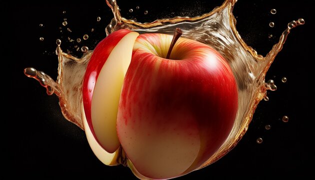 falling red apple slice cutout
