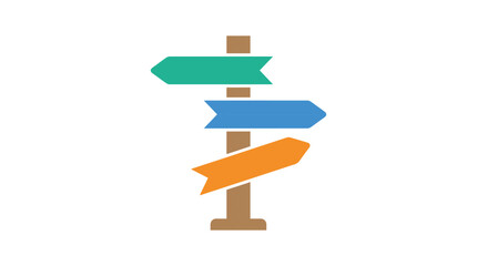 Directional signpost with multiple arrows flat vector illustration on white background © Villain