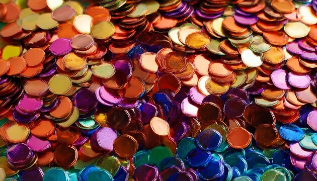 abstract background of multicolored sequins in close up ai generated