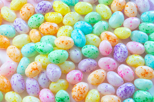 Full Frame of Colorful Speckled Jelly Beans