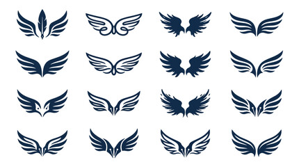 Naklejka premium Abstract wing silhouette icons and logos