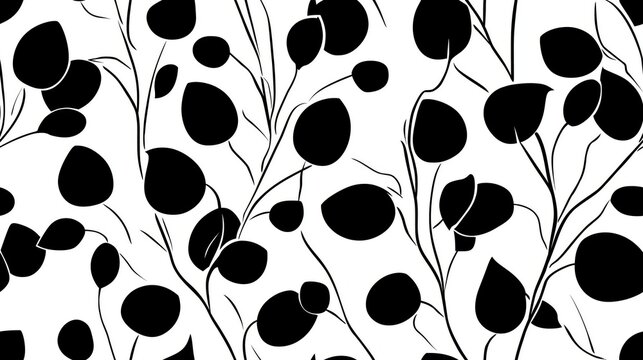 Pothos vine leaves forming elegant seamless pattern. Pothos vine leaves and branches creating a repeating organic pattern on white background
