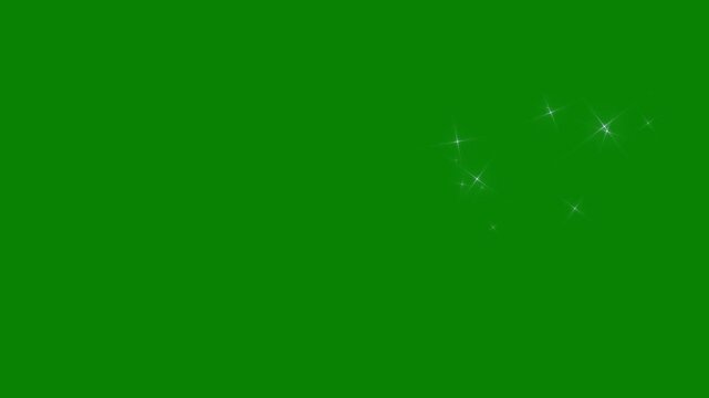 Glitter star trail animation with glowing fairy dust particles, sparkling twinkle line, luminous starlight path, dreamy pixie dust swirl, isolated on green background, seamless 4k loop.