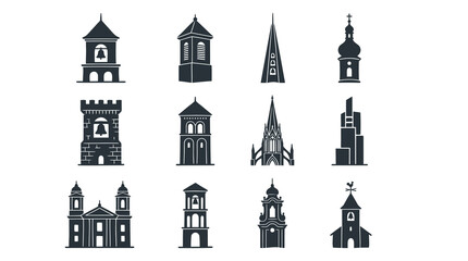 Obraz premium Architectural church tower and steeple silhouettes