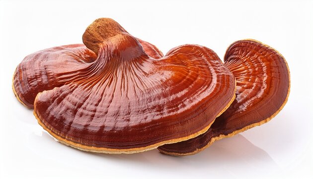 Lingzhi Mushroom Ganoderma Lucidum Isolated On White Background