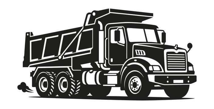 Dump Truck Stencil Vector Illustration