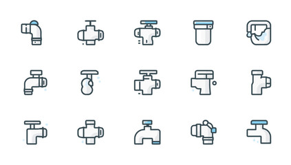 Fototapeta premium Collection of plumbing pipe icons.