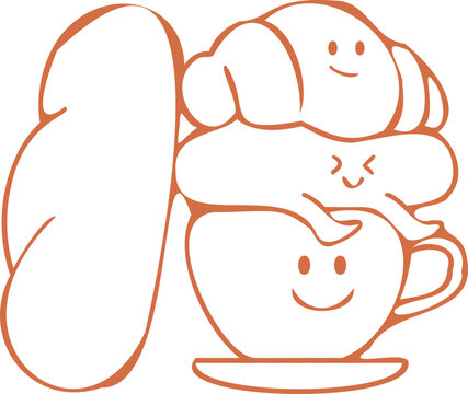 joy coffee and bread illustration