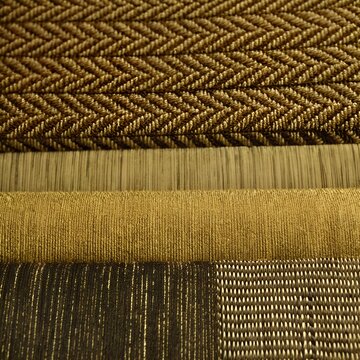 Walnut brown woven raffia wallpaper texture background with horizontal stripe layout