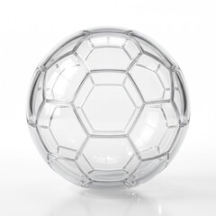Naklejka premium glass soccer ball with realistic transparency and reflections, clean panel structure, isolated on white background