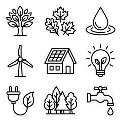 Fototapeta premium Eco friendly icons on white background.