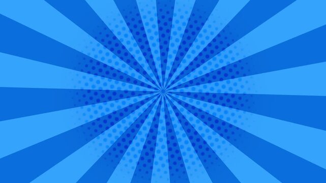 pop art style animation with radial blue Polka dot pattern moving on round