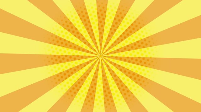 Pop art background with polka dots and shapes. pop art style animation with radial Polka dot pattern moving on round
