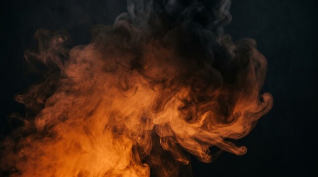 Abstract thick fire cloud and dark smoke explosion texture background. Dramatic burning blast overlay element for commercial creative design artwork and video games poster. High quality stock pho