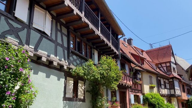 Eguisheim Alsace France Colorful Half-Timbered Houses in Narrow Medieval Streets